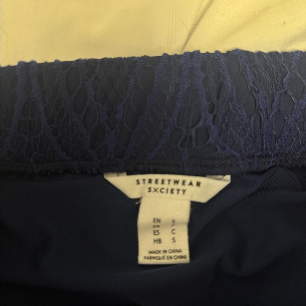 Streetwear Society Navy Lace Midi Skirt - Picture 3 of 4